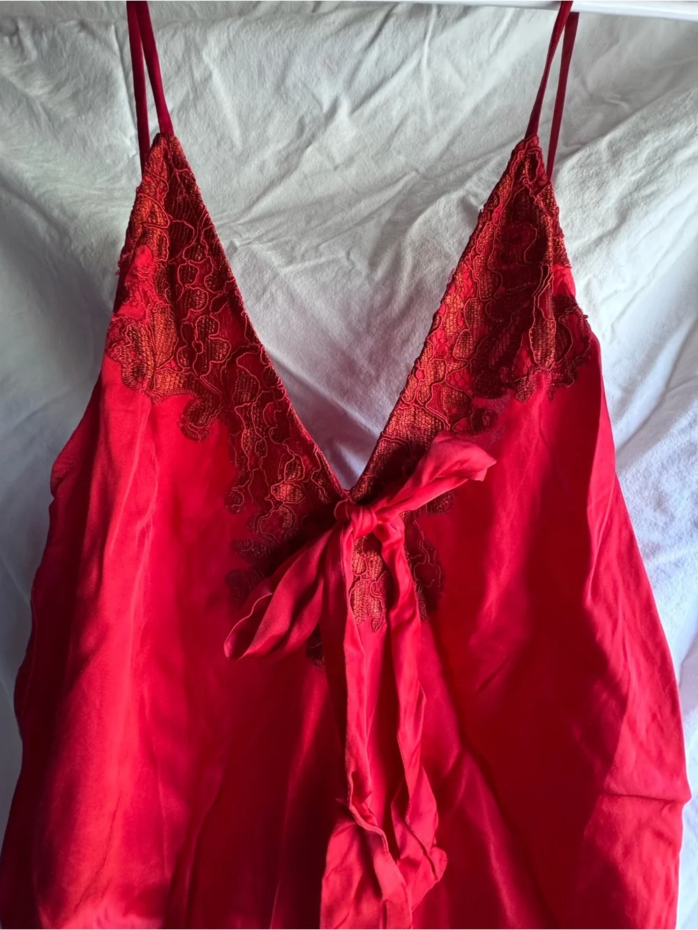 Free People Red Lace-Trim Slip Chemise